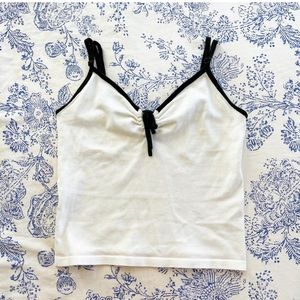 WHITE ANS BLACK CAMI COTTON TOP